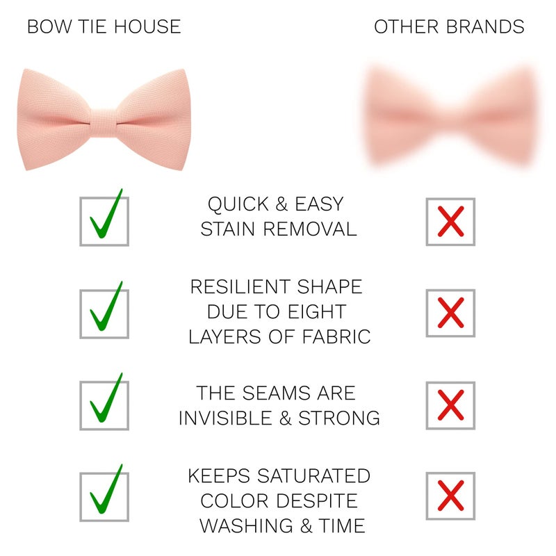 Bow Tie House Men's Classic Pre-Tied Bow Tie Formal Solid Tuxedo (Large, Light Peach) - Image 3